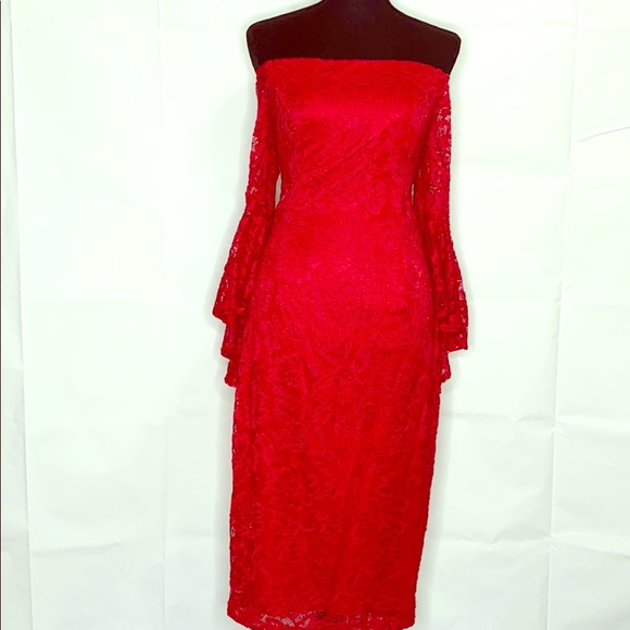 Red midi dress - Picture 1 of 3